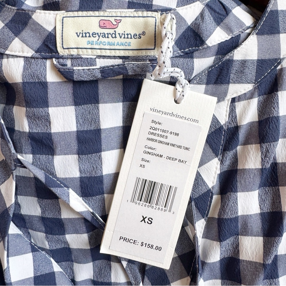 VINEYARD VINES NWT Harbor Gingham Dress Size XS in Deep Bay Blue - Picture 11 of 13